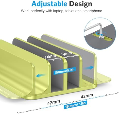 OMOTON Dual Vertical Desk Laptop Stand Holder, Fits MacBook Air/Pro, Citron