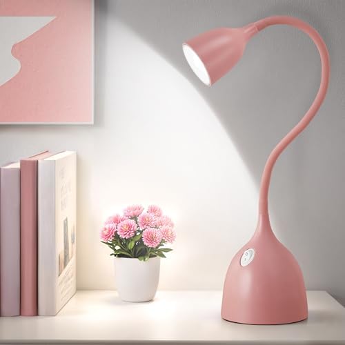 EJIAXIN Desk Lamp for College Dorm Room - LED Reading Light, Pink