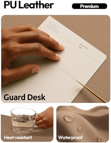 YSAGi Leather Desk Protector, Office Mat, Large Mouse Mat, Non-Slip PU Leather Blotter, Laptop Desk Pad, Waterproof Writing Pad for Office and Home (Khaki, 47.2" x 23.6")