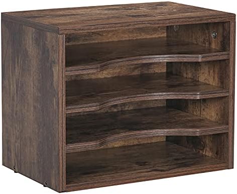 Snughome Vintage Wood File Organizer Desktop, 13.4’’ Document Letter Mail Tray Sorter with 3 Adjustable Shelves, Wooden Desktop Paper File Sorter Holder for School Home Office Supplies