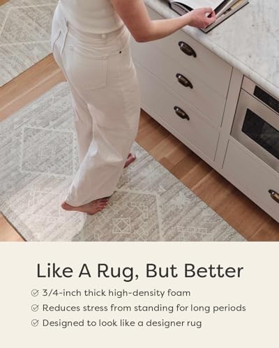 House of Noa Nama Standing Mat – Anti-Fatigue Kitchen Mats for Floor, Cushioned & Non-Slip Comfort Mat for Standing, Thick Foam Anti-Fatigue Mat for Kitchen & Workspaces, Ula Driftwood 22" x 54"