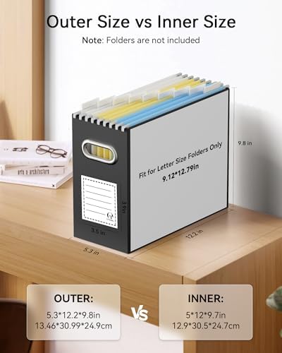 Oterri Portable Collapsible Cardboard File Box with Handle for Letter-Size