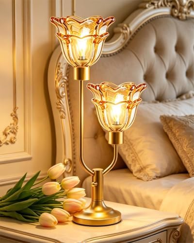 Lightdot Mid Century Modern Flower Gold Table Lamp Vintage Gift Dimmable