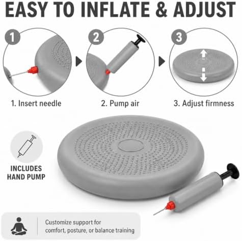 Hanstuten Wobble Seat Cushion Balance Disc - Rubber Wiggle Seat for Active Sitting, Office Desk Chair, and Core Strength Training