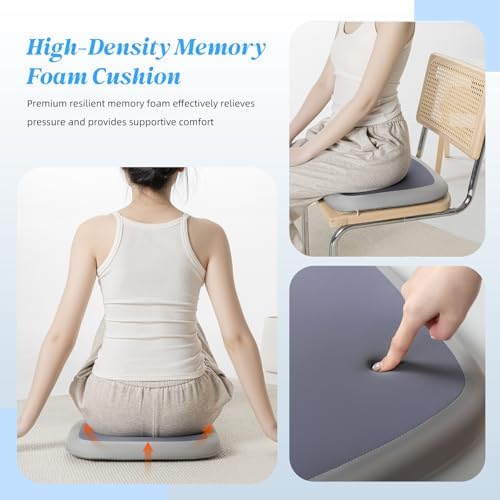 SheRest Office Chair Cushion with Straps, Memory Foam Seat Cushion with Removable Cover, Suitable for Office Chairs, Car Seats, and Airplane Seats, Duplex Gray, X-Large