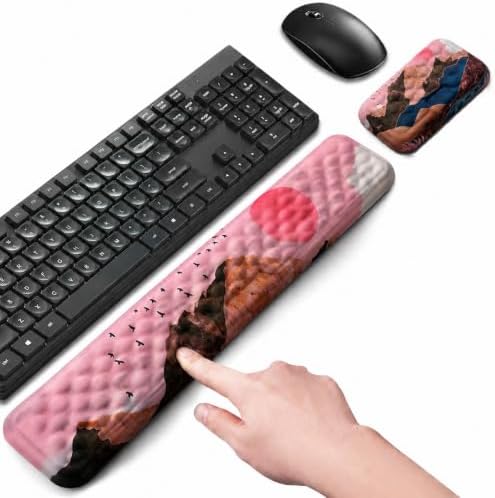 Keyboard Wrist Rest Mouse Wrist Support, Memory Foam Wrist Rest Pad for Computer Laptop, Ergonomic Wrist Cushion Support for Typing Pain Relief, Gaming Home Office, Sunrise