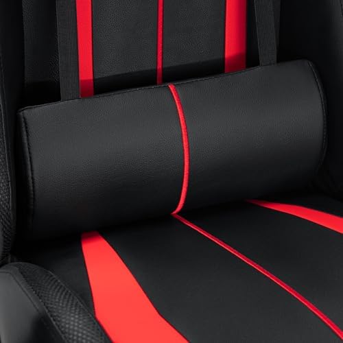 HOFFREE RGB Gaming Chair with Speakers Massage LED Lights Game Chair-Red