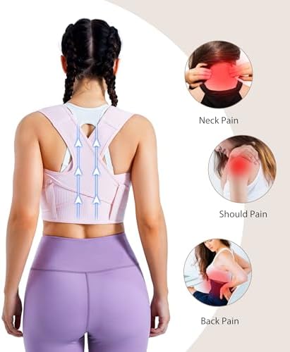 URSEXYLY Posture Corrector for Women Adjustable Upper Back Brace Posture Support Back Straightener Pain Relief(M/L,Pink)