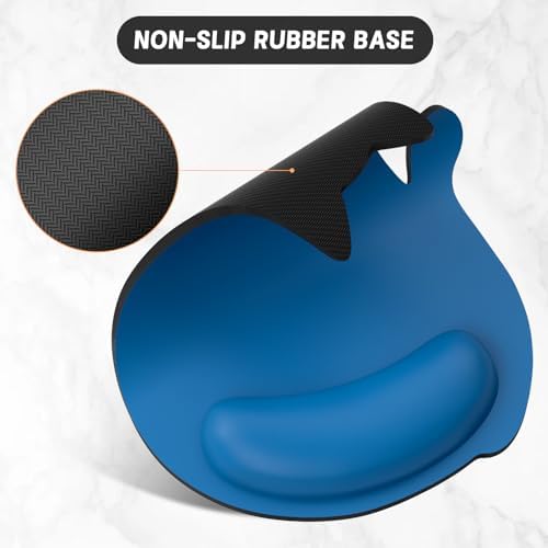Ergonomic Mouse Pad with Wrist Rest, Cute Cat Memory Foam Padded Pain Relief Non-Slip Wrist Support Mouse Mat for Gaming Work Computer Laptop, Funny Office Supplies Desk Accessory, Dark Blue
