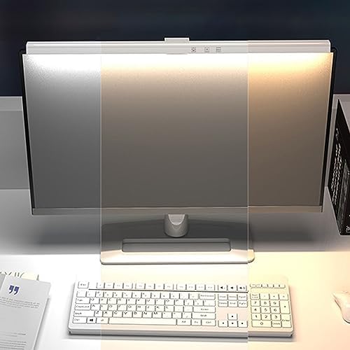 Pomya LED Computer Monitor Lamp, Computer Monitor Light Bar 3 Color Temperature ABS for Home (White)