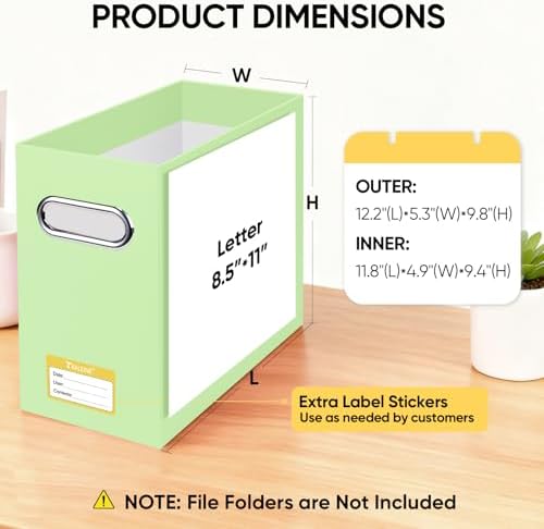 BALEINE 4PK File Organizer Box, Cardboard File Folder Organizer with Handle