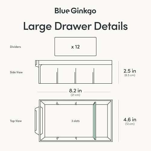 Blue Ginkgo 12-Drawer Storage Cabinet Organizer, Grey, Made in Korea