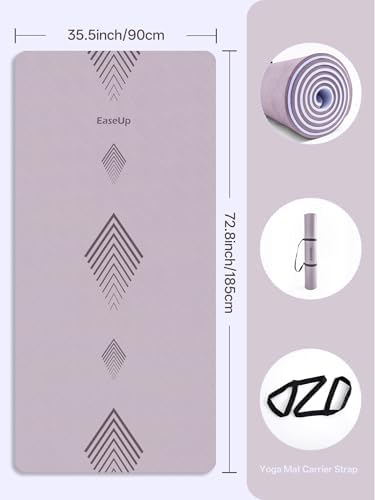 EaseUp Large Yoga Mat 73x35.5x0.4",10mm Thick Non-Slip for Home Workout