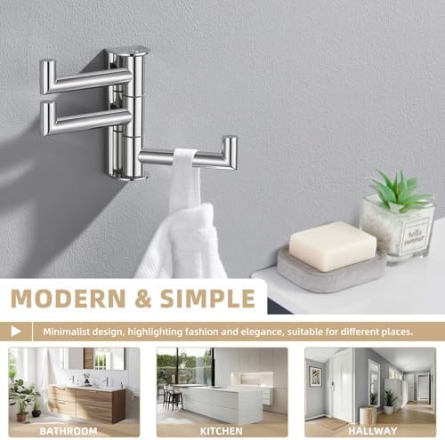 Suyar Bathroom Towel Hook Polished Chrome, Swivel Robe Hook with 3 Arms