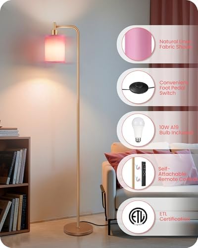 Dimmable Floor Lamp for Living Room with Remote & 10W Bulb