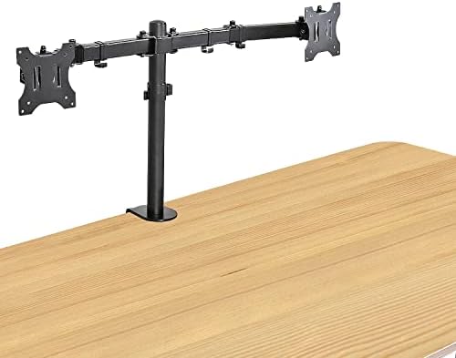AEONS Dual Monitor Desk Mount Stand, Adjustable Dual Arm Mount fits up to 32 inch LCD Screen with VESA, Clamp and Cable Management, Black