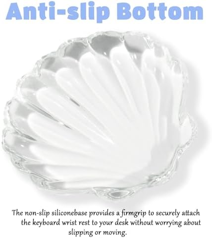 Gel Wrist Rest for Keyboard and Mouse Transparent Shell Keyboard Wrist Rest Ergonomic Cute White Clear Cool Seashell Mouse Wrist Pad Silicone Non-Slip Support for Computer Gaming Home Office