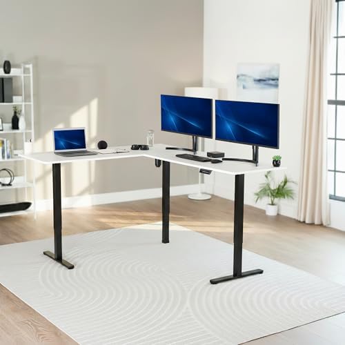 VIVO White 75 x 63 in Corner Standing Desk, DESK-E3CTBW-75