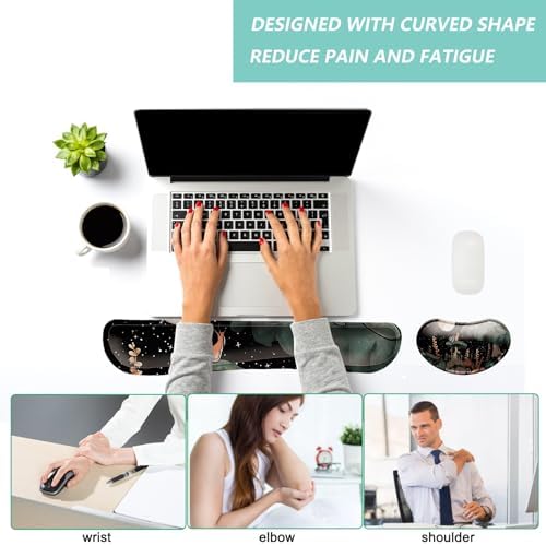 Keyboard Wrist Rest Mouse Wrist Support Set, Memory Foam Wrist Rest Pad for Computer Laptop Keyboard Mouse, Ergonomic Wrist Cushion Support for Typing Pain Relief, Gaming Home Office, Snail