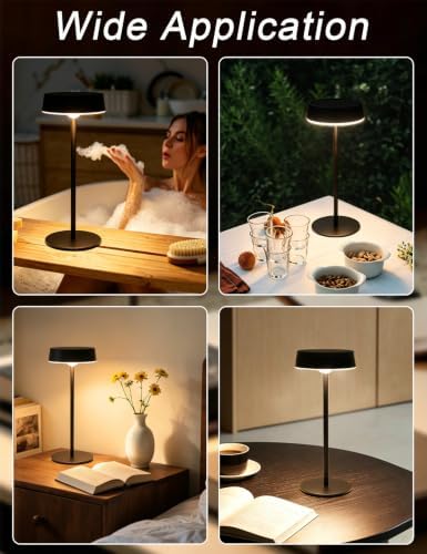 2 Pack Solar Outdoor Table Lamp, Rechargeable Waterproof Lamp