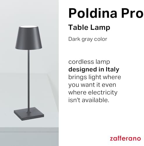 Zafferano, Poldina Pro, Rechargeable Cordless Lamp, Dark Gray
