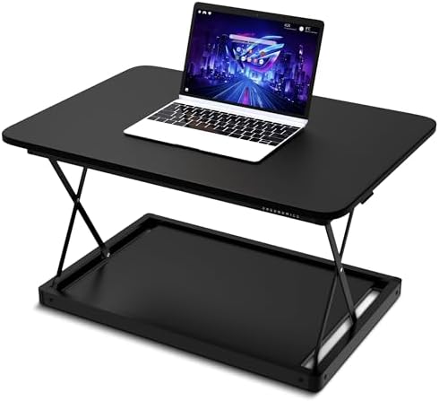 Uncaged Ergonomics Small Standing Desk Converter & Desk Riser (Black)