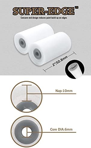 ROLLINGDOG 2 Inch Mini Foam Paint Roller Covers Paint Roller Sleeves