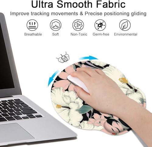 Britimes Ergonomic Mouse Pad with Wrist Support, Floral Retro