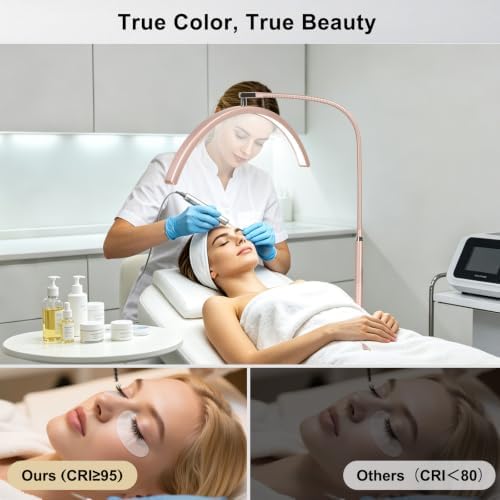 Professional Half Moon LED Desk Light for Nail Techs & Artists – Flexible Gooseneck Lamp with Clamp, 3 Color Modes & 5 Brightness Levels for Manicure, Tattoo, Beauty Work
