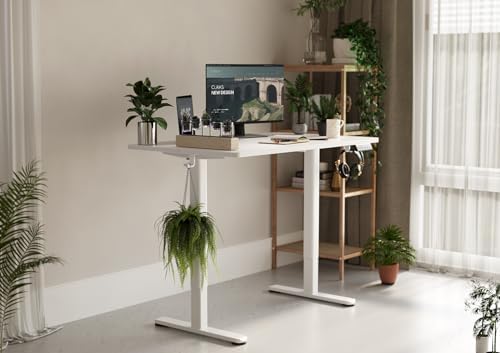 Claiks Electric Height Adjustable Standing Desk, 48x24 Inch, White