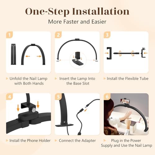 Yokilly Half Moon Light for Nail Desk: 29" Foldable Nail Light for Desk