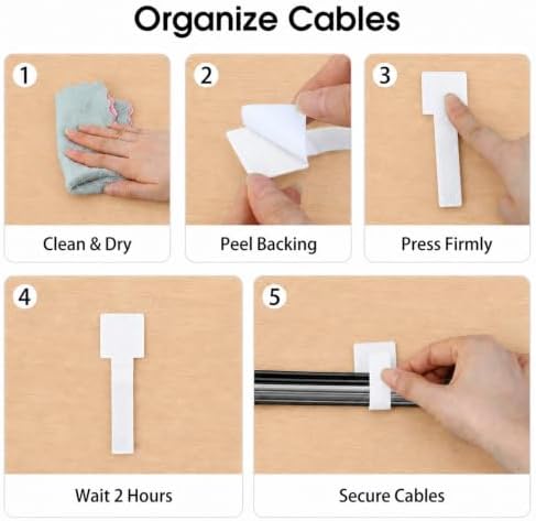 100 Pcs Cable Management Under Desk, Cable Ties, Cord Organizer Straps
