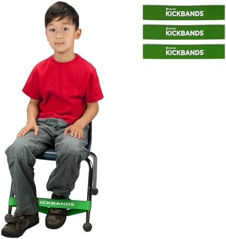 KICK BANDS Chair Bands for Kids with Fidgety Feet 3-Pack - ADHD Fidget Kickbands for Classroom Chairs & Desks - Solace Sensory Kickband (GREEN)