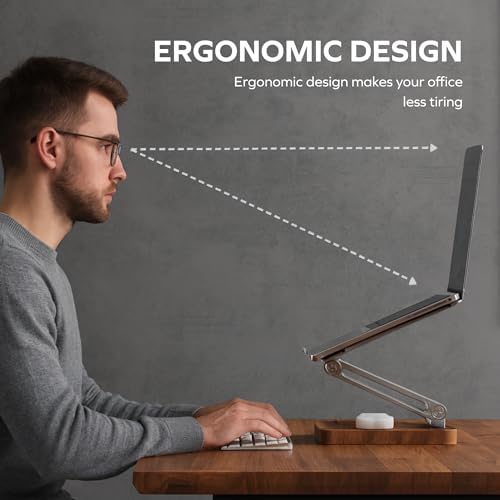 muso wood Laptop Stand for Desk, Laptop Riser with Walnut Storage Base