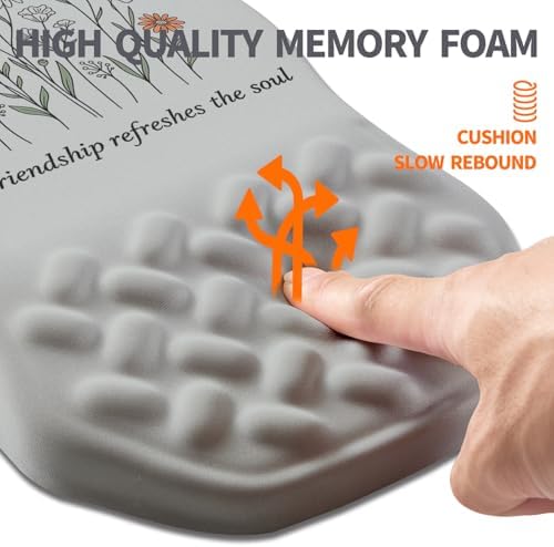 Ergonomic Slope Mouse Pad Wrist Support, Wrist Rest Mousepad for Carpal Tunnel Pain Relief with Massage Bulge and Slow Rebound Memory Foam (12x8 inch, Sweet Friendship)