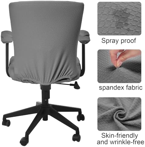 Tallew 4 Pcs Office Chair Covers Set Computer Armrest Slipcover Seat, Gray