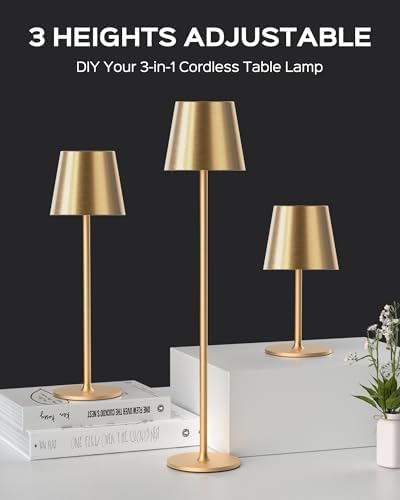 JACKYLED Cordless Table Lamps Rechargeable, 3 Height, 5000 Capacity