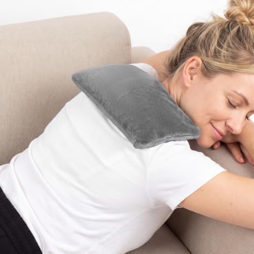 Microwave Heating Pad 6.5 * 12" Microwave Bean Bag Heating Pad for Neck and Shoulders, Moist Heat Pack Pillow Warm Compress for Knee, Muscles, Joints, Abdomen - Dark Gray
