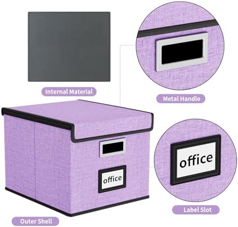 File Organizer Box with Lids, Collapsible File Folder Organizer