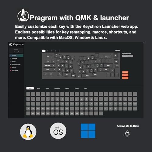 Keychron Q8 Wired Custom Mechanical Keyboard with Knob, 65% Alice Layout QMK/VIA Programmable, Hot-swappable Gateron G Pro Red Switch, Double Gasket Compatible with Mac Windows Linux (Black)
