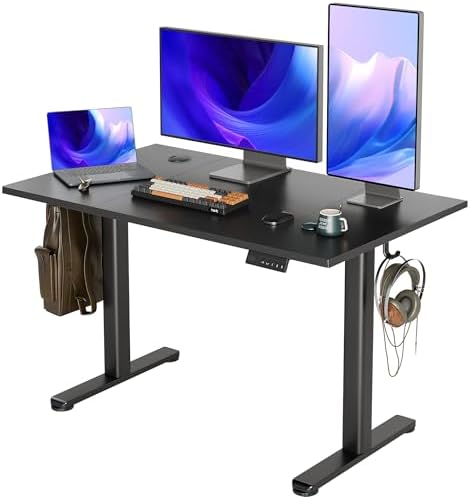 Claiks Electric Standing Desk, 48x24 Inch, Black