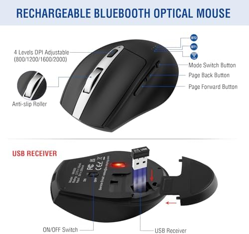 MK960 Ergo Wireless Keyboard Mouse Combo, Bluetooth/2.4G Split Design Keyboard with Palm Rest and 4 Level DPI Adjustable Wireless Mouse, Multi-Device, Rechargeable, for Windows/Mac/Android(Silver)