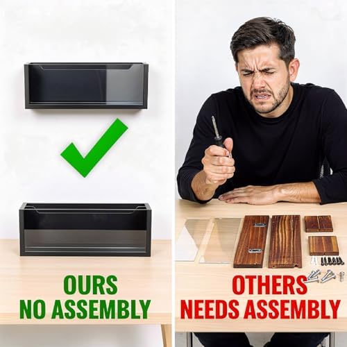 Black Mail Organizer for Desk,Acrylic Letter Holder with Adjustable Divider