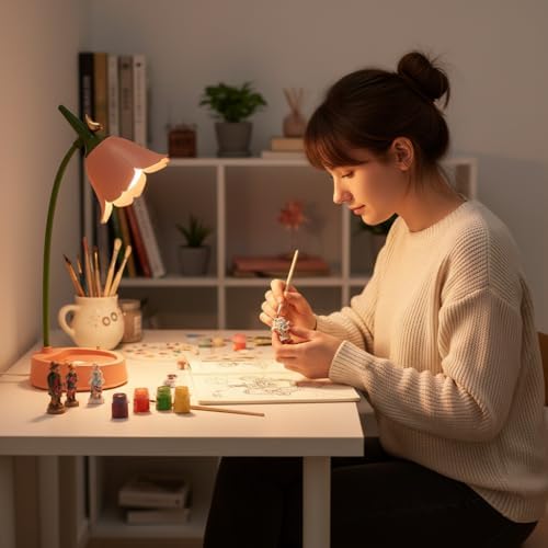 magical JD LED Desk Lamp Cordless Table Light Adjustable Gooseneck Dimmable Touch Rechargeable Battery Eye-Caring Night Light for Kids, Mini Cute Lamp for College Dorm Bedroom Reading, Yellow
