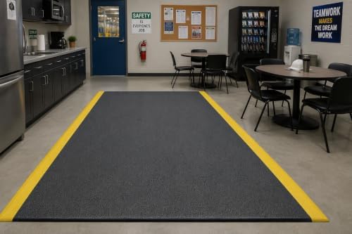 Guardian 24066001BY Soft Step Anti-Fatigue Floor Mat, Vinyl, 6'x 60', Black with Yellow Stripe