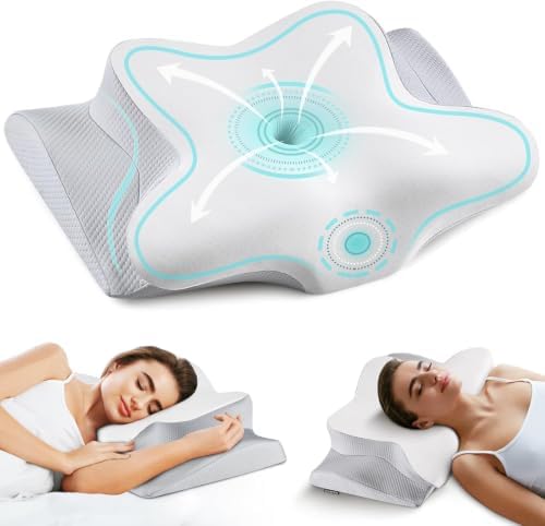 Cervical Neck Pillow for Pain Relief - Ergonomic Pillow Side Sleeper Pillow for Sleeping, Orthopedic Bed Pillow Neck Support Pillow, Contour Memory Foam Pillows for Side Back Stomach Sleepers (Grey)