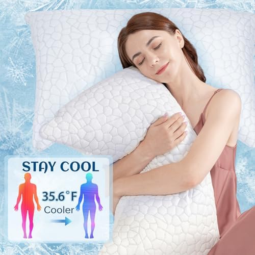 Side Sleeper Pillows for Adults, Cervical Pillow for Side Sleepers, Cooling Pillow with Ergonomic Design, Adjustable Crescent Shredded Memory Foam Pillows for Neck and Shoulder Pain Relief