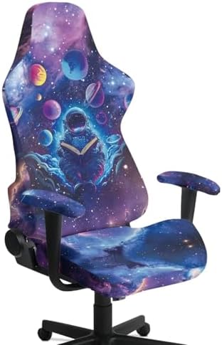 Gaming Chair Seat Cover Spaceman Galaxy Stretch Removable Washable Computer Reclining Gaming Chair Protector Slipcovers with Armrest Cover