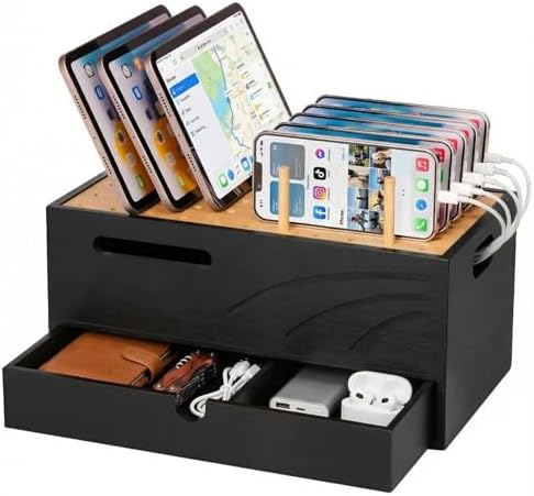 Homde Office Charging Station Organizer: 2 Layer Charger Holder (Black)