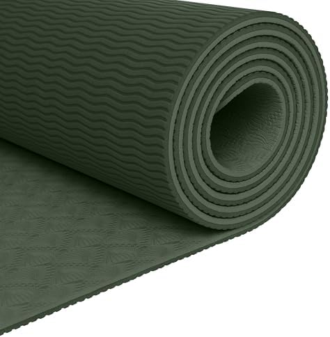 Retrospec Zuma Yoga Mat 6mm Thick Non-Slip TPE Exercise Mat | Cushioned Workout Mat for Yoga Pilates and Home Stretching | 72 x 24 with Carrying Strap